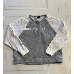 Under Armour Cropped Sweatshirt Womens Size Large Gray White Long sleeve